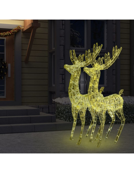 Renne di Natale XXL in Acrilico 250 LED 2 pz 180cm Bianco Caldo