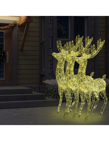 Renne di Natale XXL in Acrilico 250 LED 3 pz 180cm Bianco Caldo