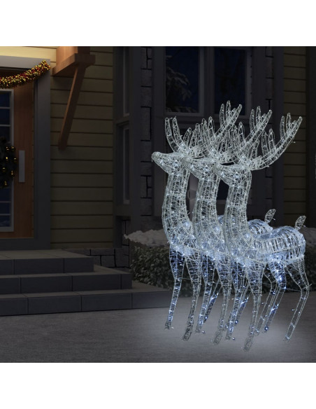 Renne di Natale XXL in Acrilico 250 LED 3pz 180cm Bianco Freddo