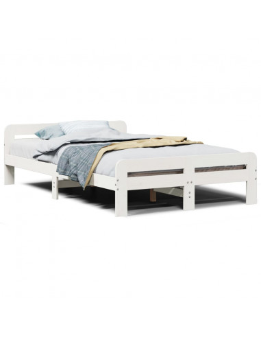 Letto senza Materasso Bianco 135x190 cm Legno Massello di Pino
