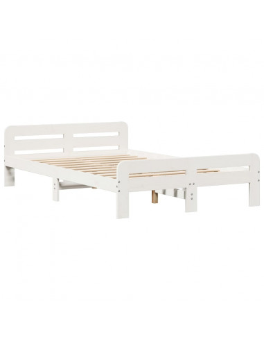 Letto senza Materasso Bianco 135x190 cm Legno Massello di Pino