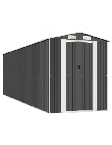 Capanno da Giardino Antracite 192x689x223 cm in Acciaio Zincato