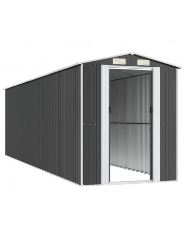 Capanno da Giardino Antracite 192x689x223 cm in Acciaio Zincato