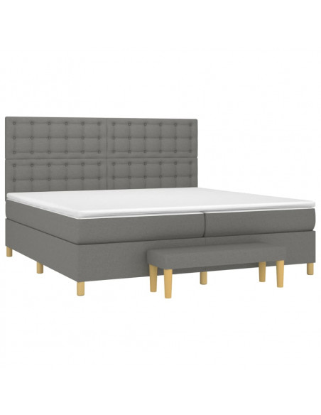 Giroletto a Molle con Materasso Grigio Scuro 200x200 cm Tessuto