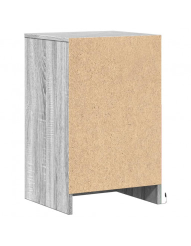 Comodino con Luci LED Grigio Sonoma in Legno Multistrato