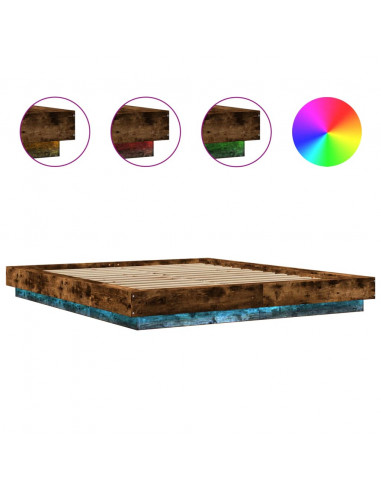 Giroletto con Luci LED Rovere Fumo 150x200 cm Legno Multistrato