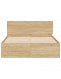 Giroletto con Testiera e LED Rovere Sonoma 135x190 cm 2