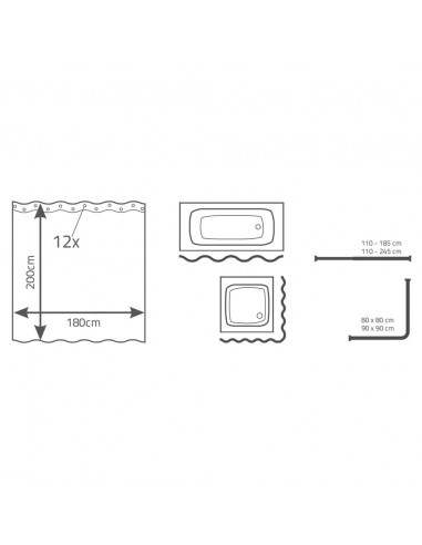 RIDDER Tenda da Doccia Funanas 180 x 200 cm