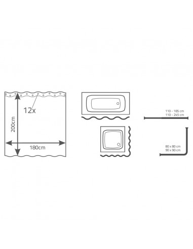 RIDDER Tenda da Doccia Turtle 180x200 cm