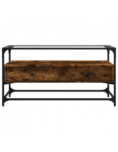 Mobile TV Piano Vetro Rovere Fumo 98x35x51cm Legno Multistrato