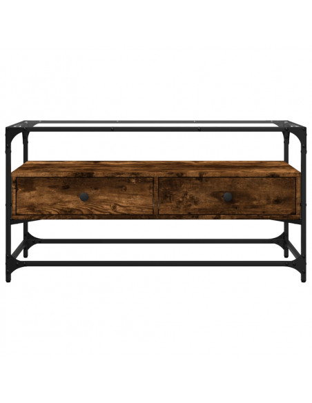 Mobile TV Piano Vetro Rovere Fumo 98x35x51cm Legno Multistrato