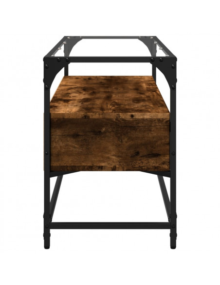 Mobile TV Piano Vetro Rovere Fumo 98x35x51cm Legno Multistrato