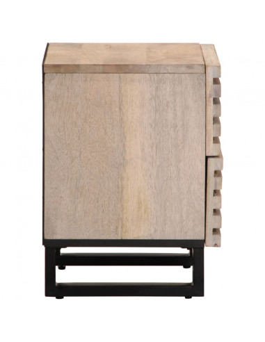 Comodino 40x34x46 cm in Legno Massello di Mango Sbiancato