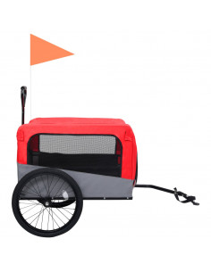 Rimorchio Bici Animali e Carrello Jogging 2 in 1 Rosso e Grigio