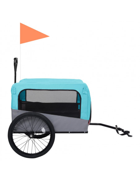 Rimorchio Bici per Animali Carrello Jogging 2in1 Blu e Grigio