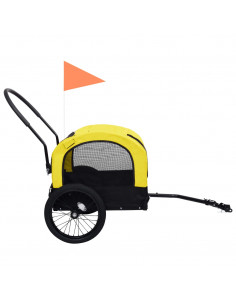 Rimorchio Bici per Animali Carrello Jogging 2in1 Giallo e Nero