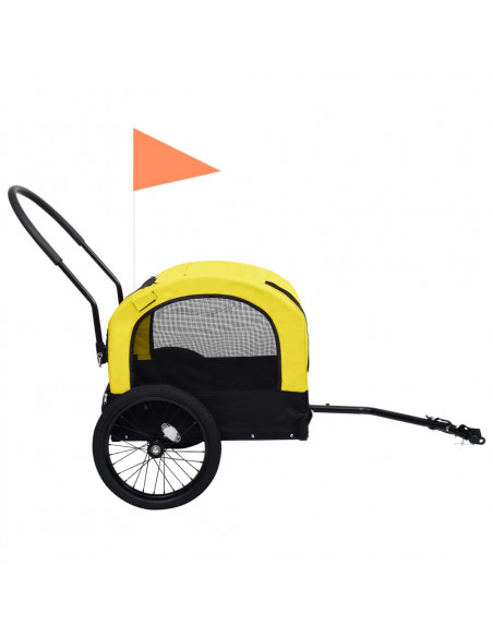 Rimorchio Bici per Animali Carrello Jogging 2in1 Giallo e Nero