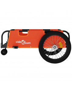 Rimorchio da Bici Arancione e Nero in Tessuto Oxford e Ferro