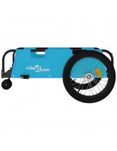 Rimorchio da Bici Blu e Nero in Tessuto Oxford e Ferro