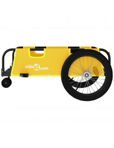 Rimorchio da Bici Giallo e Nero in Tessuto Oxford e Ferro