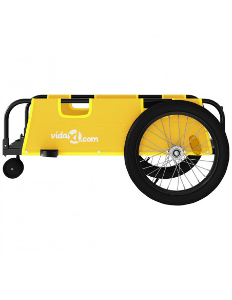 Rimorchio da Bici Giallo e Nero in Tessuto Oxford e Ferro