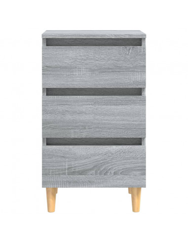 Comodini Gambe in Legno Massello 2 pz Grigio Sonoma 40x35x69 cm