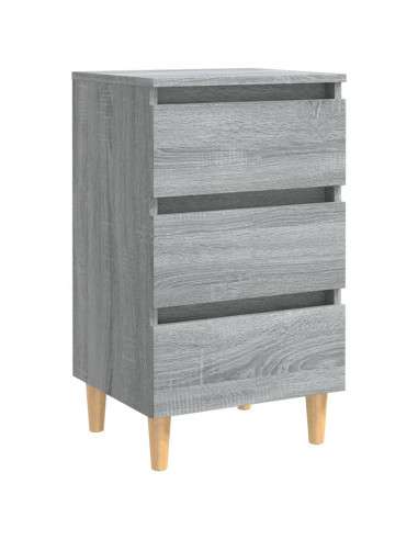 Comodini Gambe in Legno Massello 2 pz Grigio Sonoma 40x35x69 cm