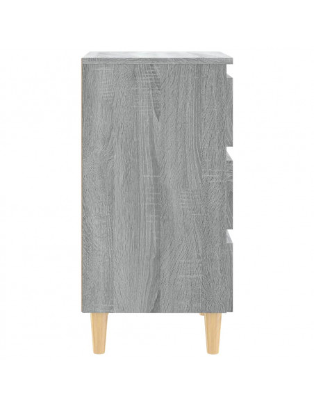 Comodini Gambe in Legno Massello 2 pz Grigio Sonoma 40x35x69 cm