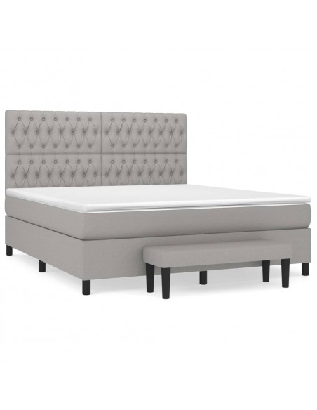 Giroletto a Molle con Materasso Grigio Chiaro180x200 cm Tessuto