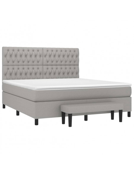 Giroletto a Molle con Materasso Grigio Chiaro180x200 cm Tessuto