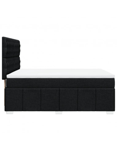 Giroletto a Molle con Materasso Nero 160x200 cm in Tessuto