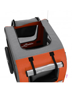 Rimorchio da Bici per Animali Arancione e Grigio Oxford e Ferro