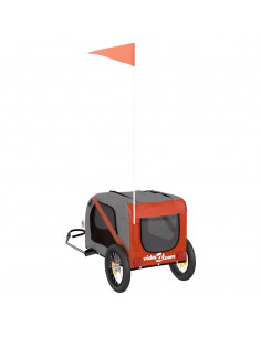 Rimorchio da Bici per Animali Arancione e Grigio Oxford e Ferro