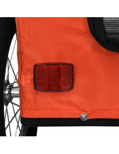 Rimorchio da Bici per Animali Arancione e Grigio Oxford e Ferro