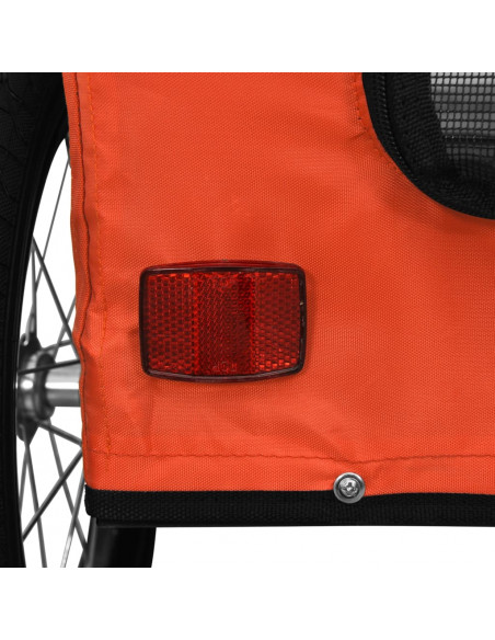 Rimorchio da Bici per Animali Arancione e Grigio Oxford e Ferro