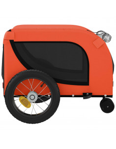 Rimorchio da Bici per Animali Arancione e Nero Oxford e Ferro