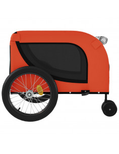 Rimorchio da Bici per Animali Arancione e Nero Oxford e Ferro