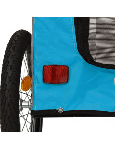 Rimorchio da Bici per Animali Blu e Grigio Oxford e Ferro