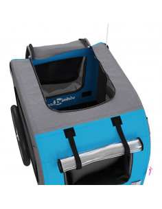 Rimorchio da Bici per Animali Blu e Grigio Oxford e Ferro