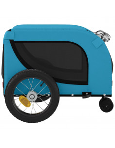 Rimorchio da Bici per Animali Blu e Nero Oxford e Ferro