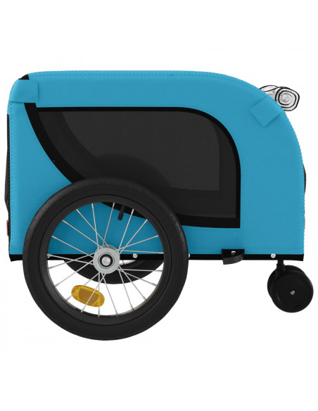 Rimorchio da Bici per Animali Blu e Nero Oxford e Ferro