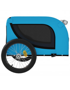 Rimorchio da Bici per Animali Blu e Nero Oxford e Ferro