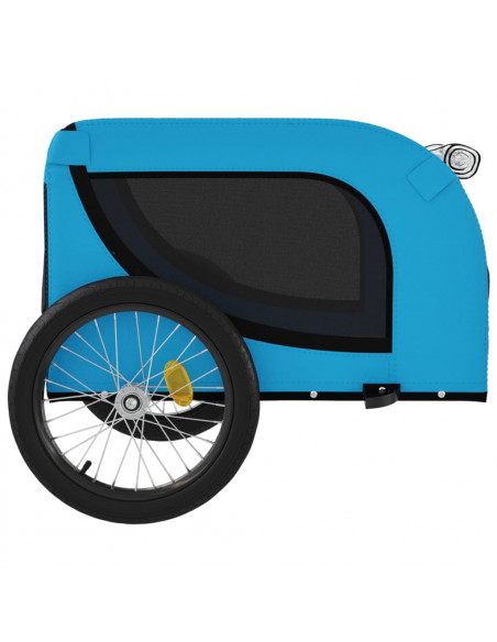 Rimorchio da Bici per Animali Blu e Nero Oxford e Ferro