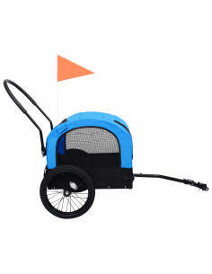 Rimorchio da Bici per Animali Carrello Jogging 2in1 Blu e Nero