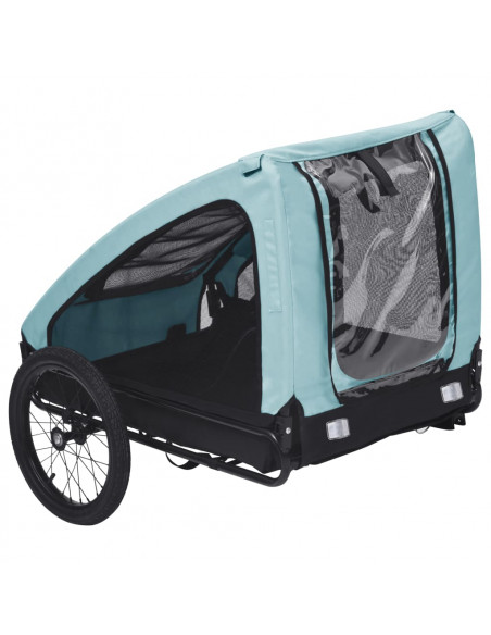 Rimorchio da Bici per Animali Domestici Blu e Nero