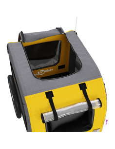 Rimorchio da Bici per Animali Giallo e Grigio Oxford e Ferro