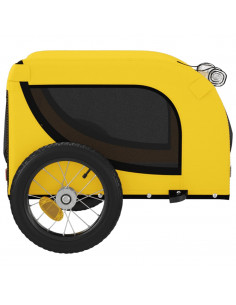 Rimorchio da Bici per Animali Giallo e Nero Oxford e Ferro