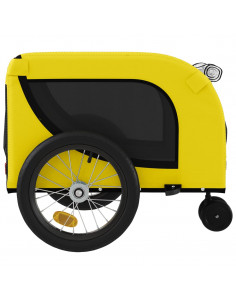 Rimorchio da Bici per Animali Giallo e Nero Oxford e Ferro