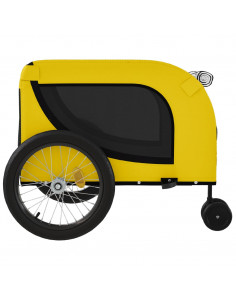 Rimorchio da Bici per Animali Giallo e Nero Oxford e Ferro
