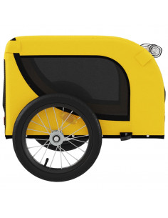 Rimorchio da Bici per Animali Giallo e Nero Oxford e Ferro
